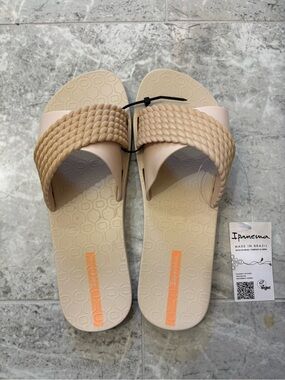 Ipanema Beige Braided-strap Slide Sandals in Size 9